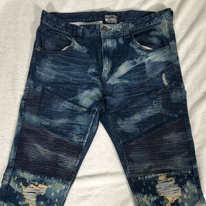 Smoke Rise Denim Distressed Blue Acid Washed Jeans! Size 34
